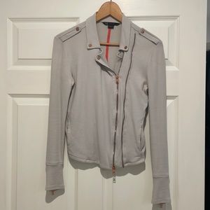 A|X exchange gray causal light weight jacket  bronze zipper and snap accents
